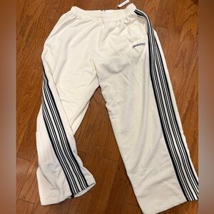 NWT Iets Frans Cream Track Pants with Black Stripes! Most Comfy!